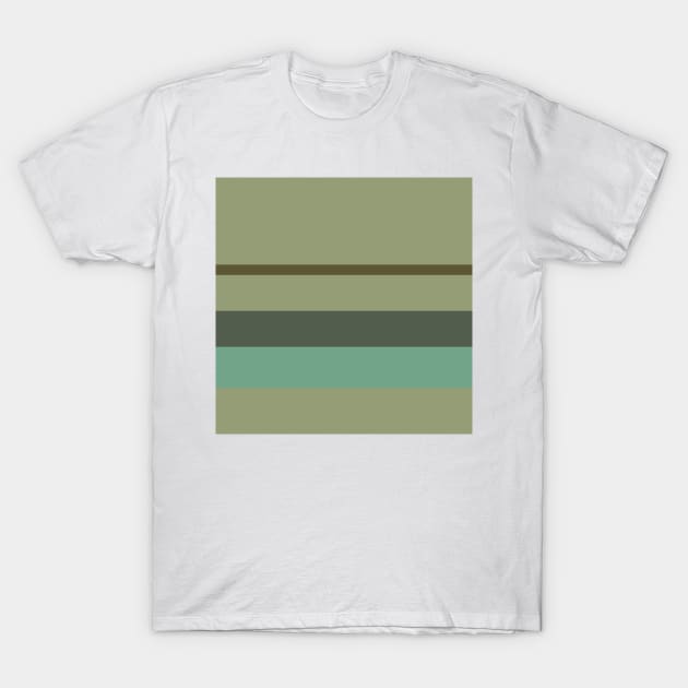 An amazing merge of Soldier Green, Beige, Grey/Green, Greyish Teal and Gunmetal stripes. T-Shirt by Sociable Stripes